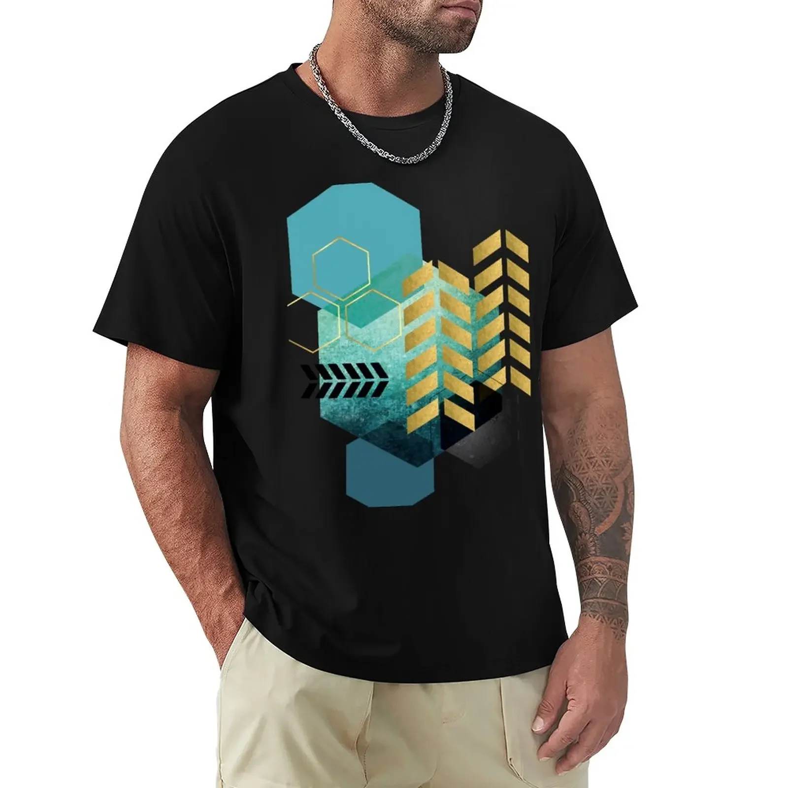 

Teal and Gold Geo T-Shirt vintage new edition Men's t-shirt
