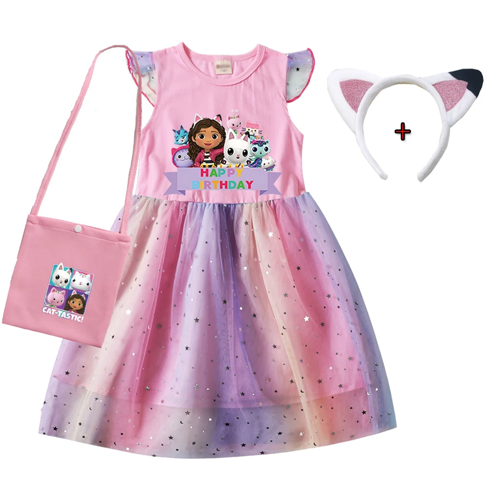 Kids Girls Dress Cartoon Children Sport Causal Dress La Casa De Mu&ntilde;ecas De Gaby Baby Girl Birthday Gift kids girls dress