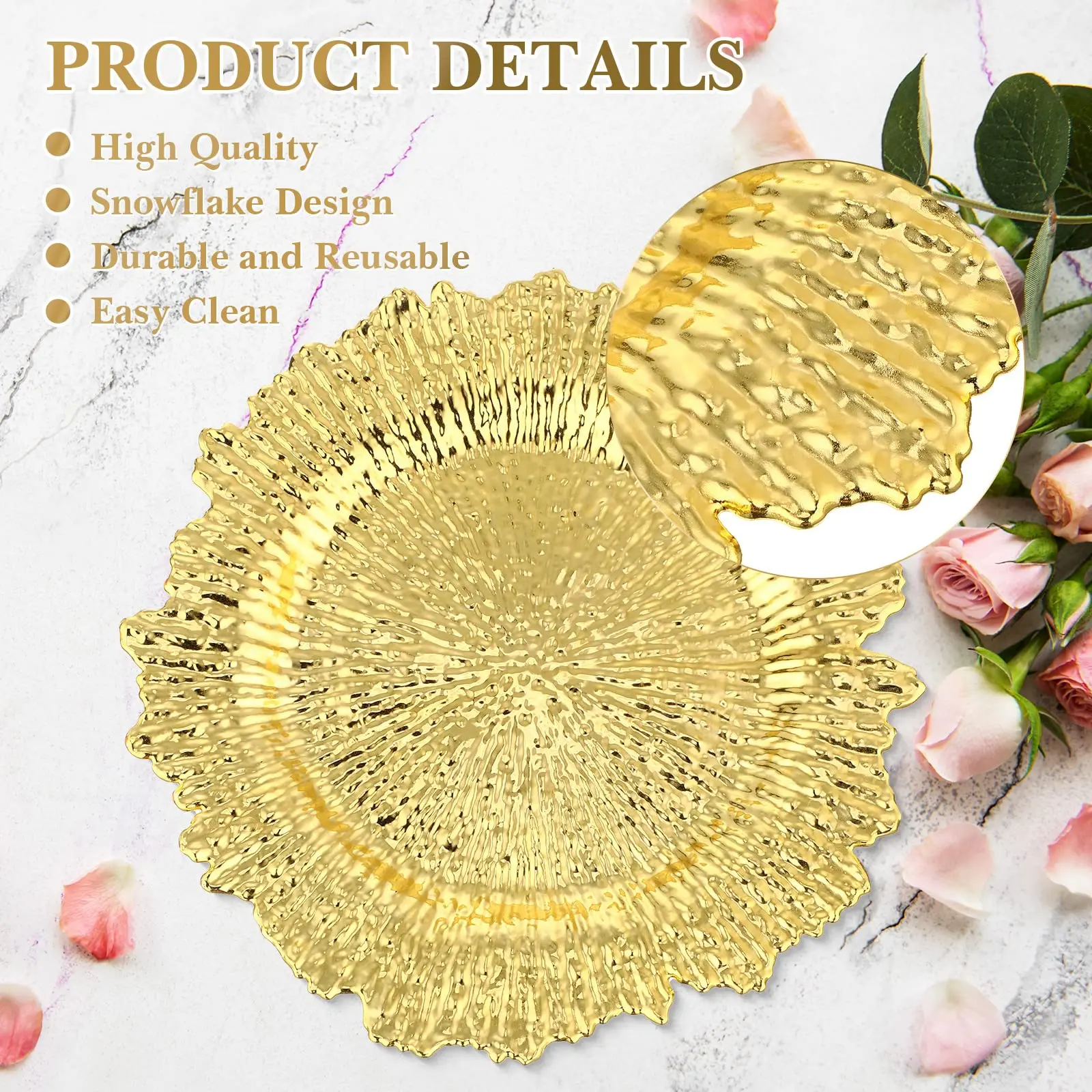 Charger Plates Round Plastic Reef 13 inch 6pcs For Dinner Plates Wedding Party Dining Dish
