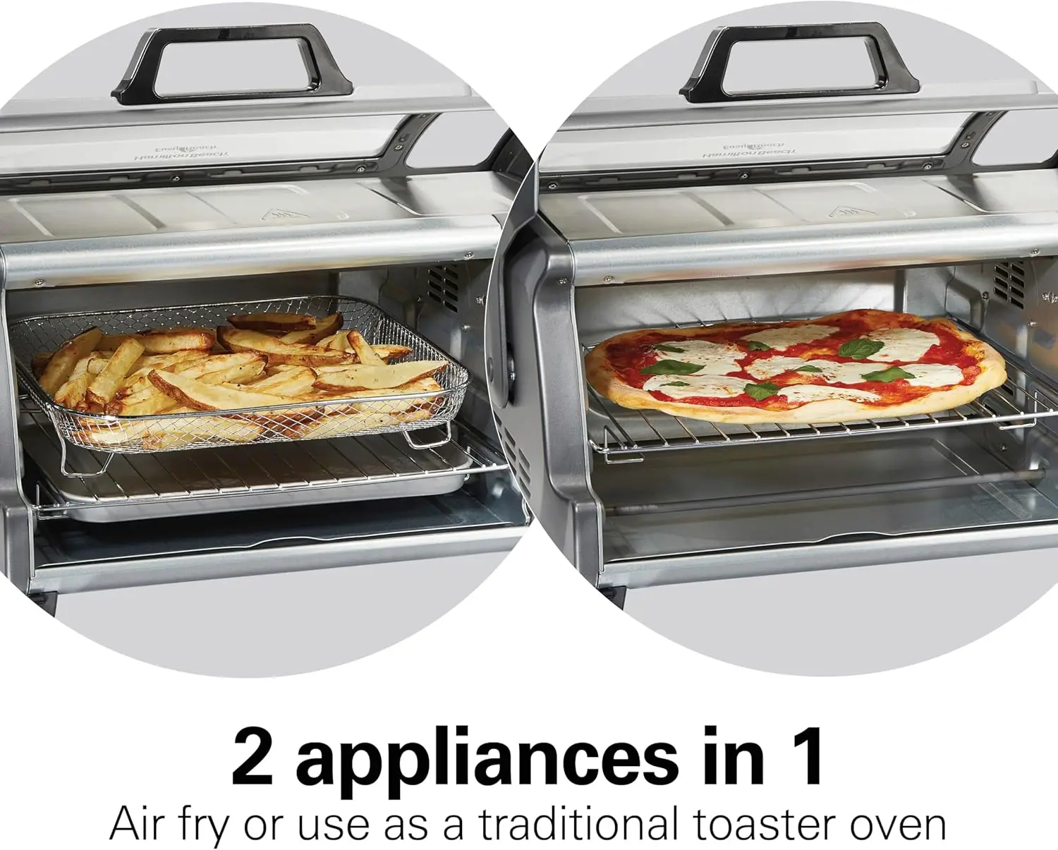 Beach Toaster Oven Air Fryer Combo with Large Capacity, Fits 6 Slices or 12” Pizza, 4 Cooking Functions for Convection, 6