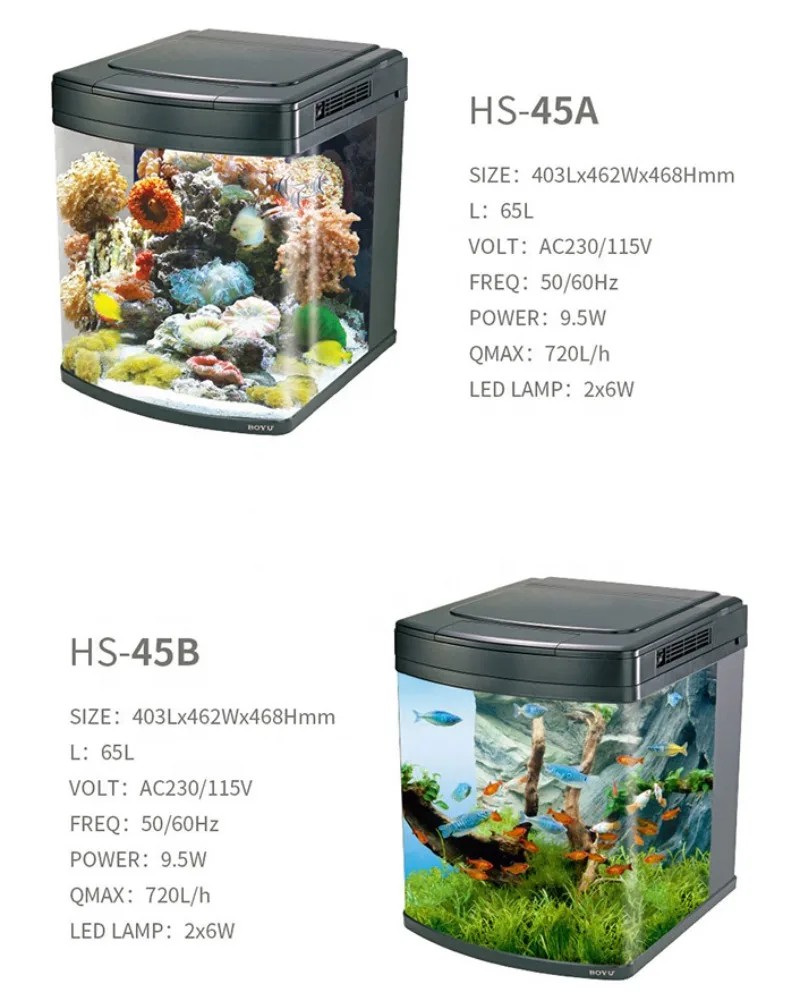 BOYU HD Glass Happy Family Aquarium HS45A Mini Fish Tank Goldfish