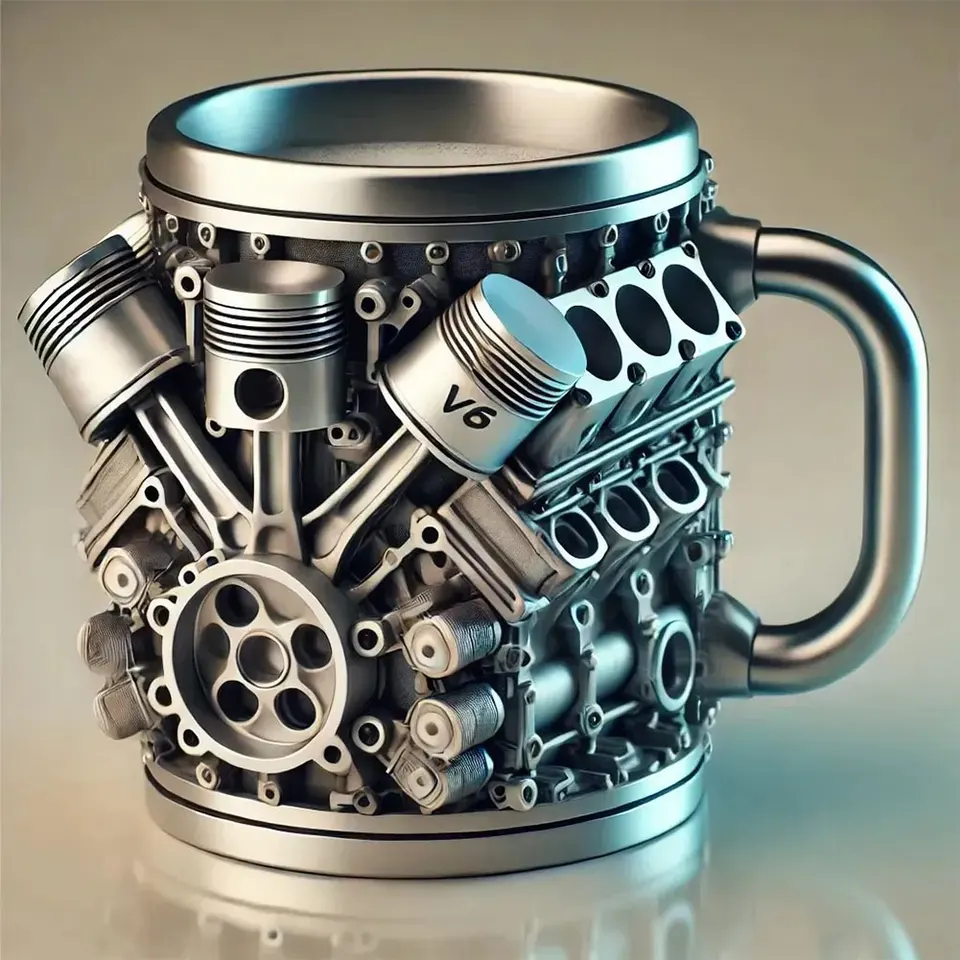 Unique Car Engine Design Stainless Steel Coffee Mug