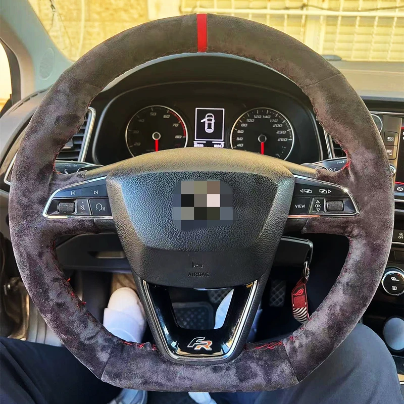 Black Suede car Steering Wheel Cover For Seat Leon Cupra R Leon ST Cupra  Leon ST Cupra Ateca Cupra Ateca FR Toledo