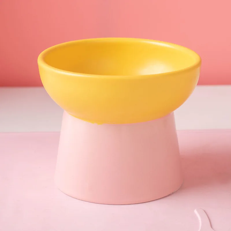 thumbnail image 1 of Cuenco elevado de cerámica para gatos, cuencos para comida y agua para perros pequeños, accesorios de alimentación elevados para cachorros y gatitos, 1 of 5