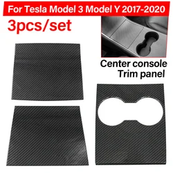 Tesla Center Console Carbon Fiber Pattern Protector Cover - Premium Car Accessory (3Pcs)