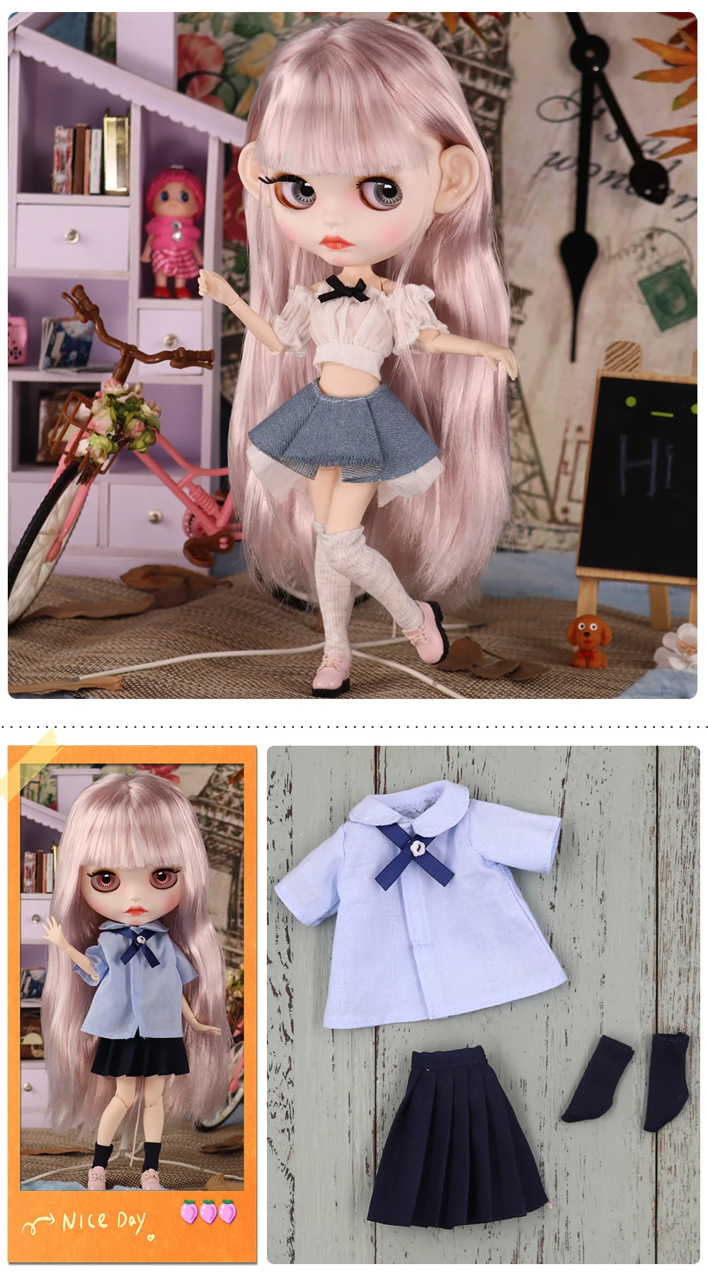Outfits für ICY DBS Blyth Puppe Freizeit Mädchen Anzug 1/6 BJD ANIME GIRL AZONE S Body – Detail 3