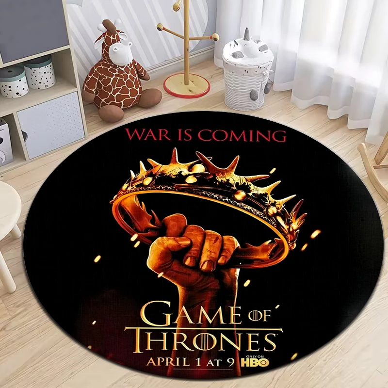 

Medieval fantasy TV HD Printed Round Carpet for kids Living Room Rugs Camping Picnic Mats Flannel Anti-Slip Rug Mat Gifts