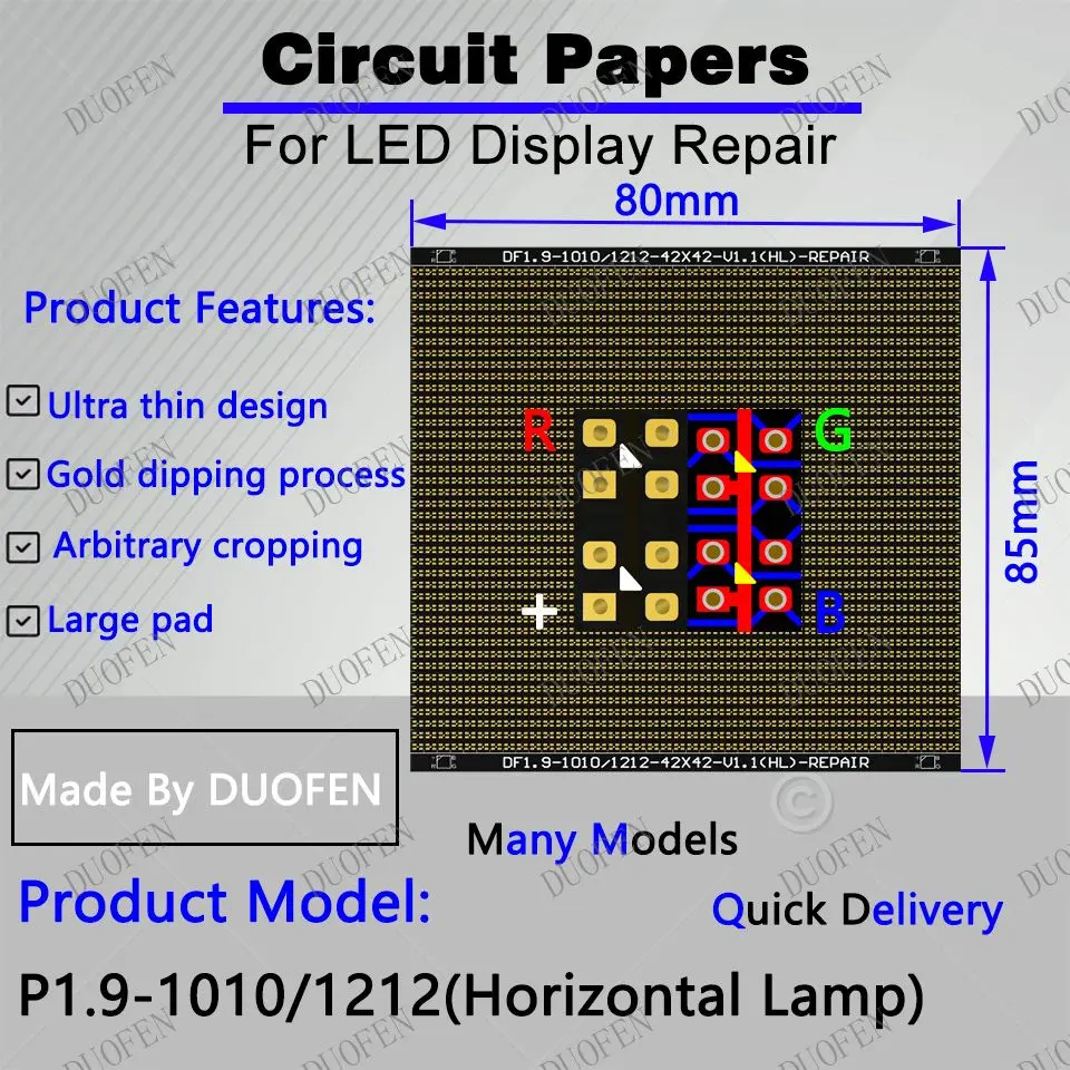 P1.9-1010-1212（HL） Circuit Paper，Horizontal lamp which is rare，80X85mm ,Used for repairing damaged PCB pads