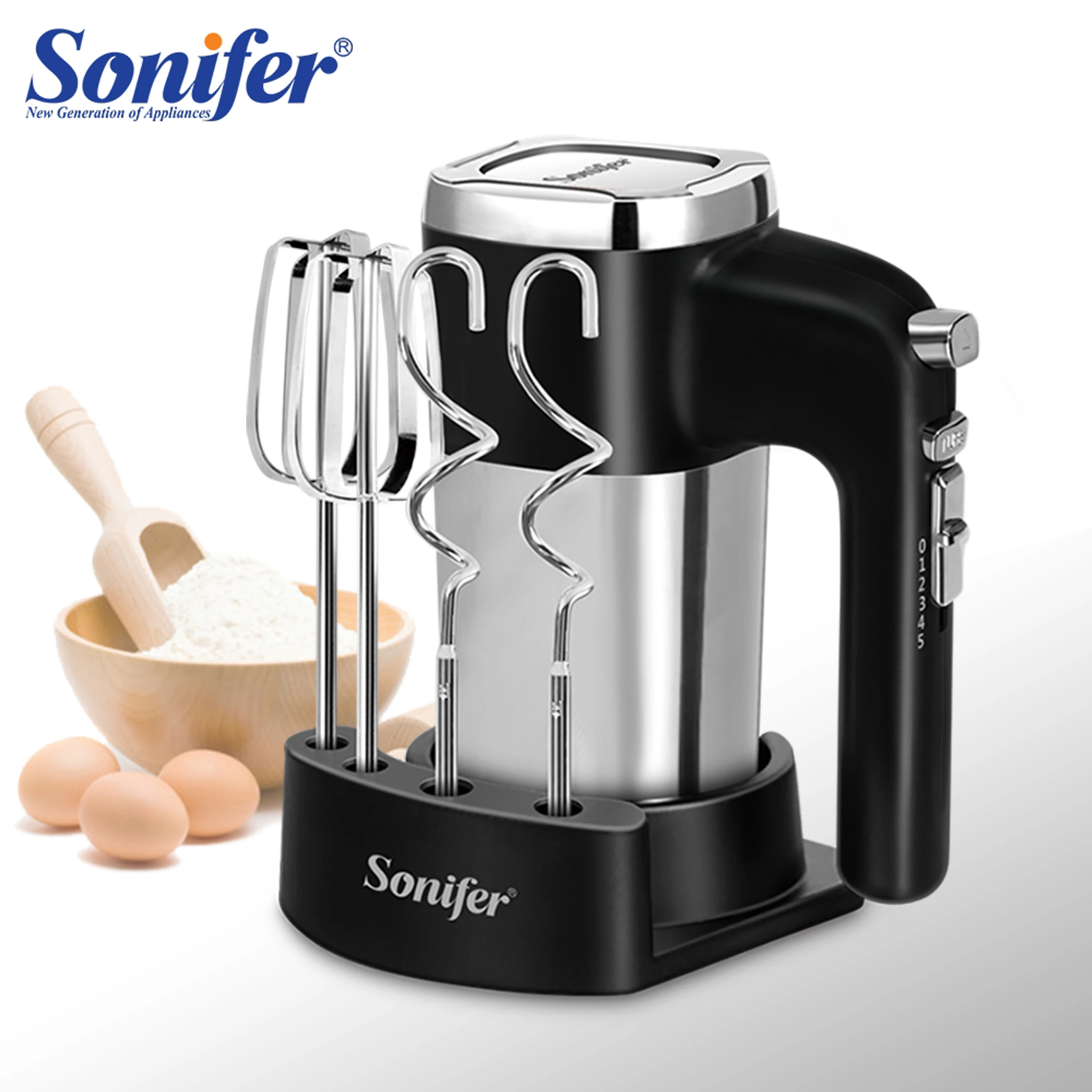 Food Mixer Electric Cuisine Kitchen Blender With Dough Hooks Chrome Egg Beater Hand Mixer Machine for Sweets Bakery Sonifer food mixer