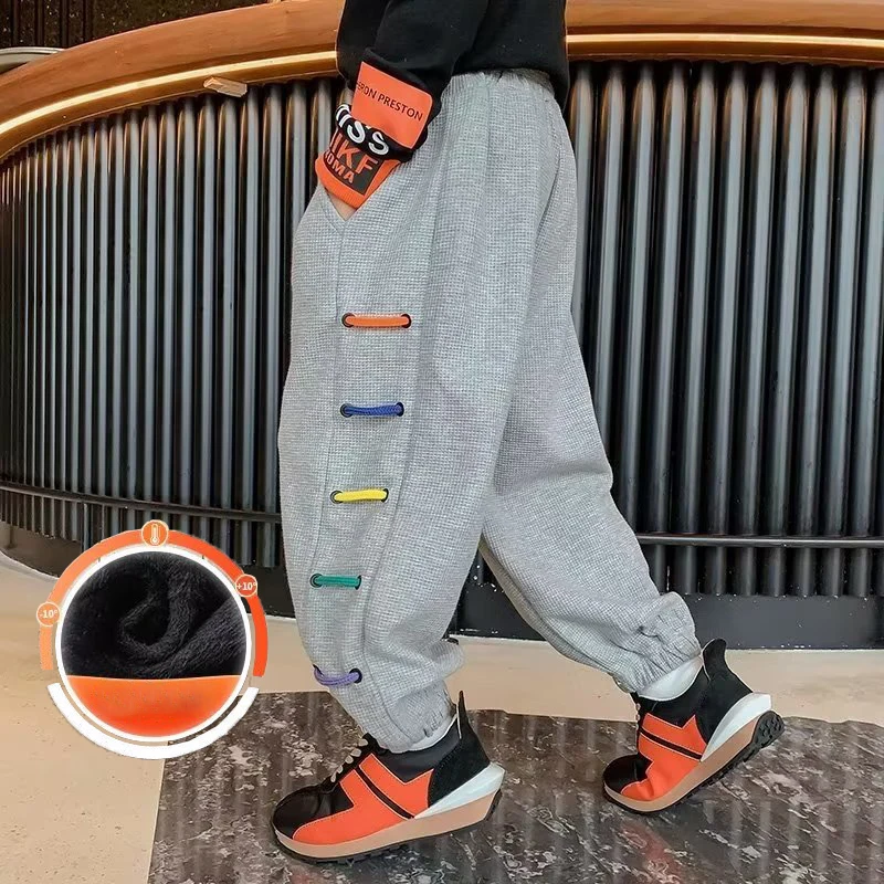 Children's Plush Sports Pants Spring And Autumn Casual For Older Children 12 Years