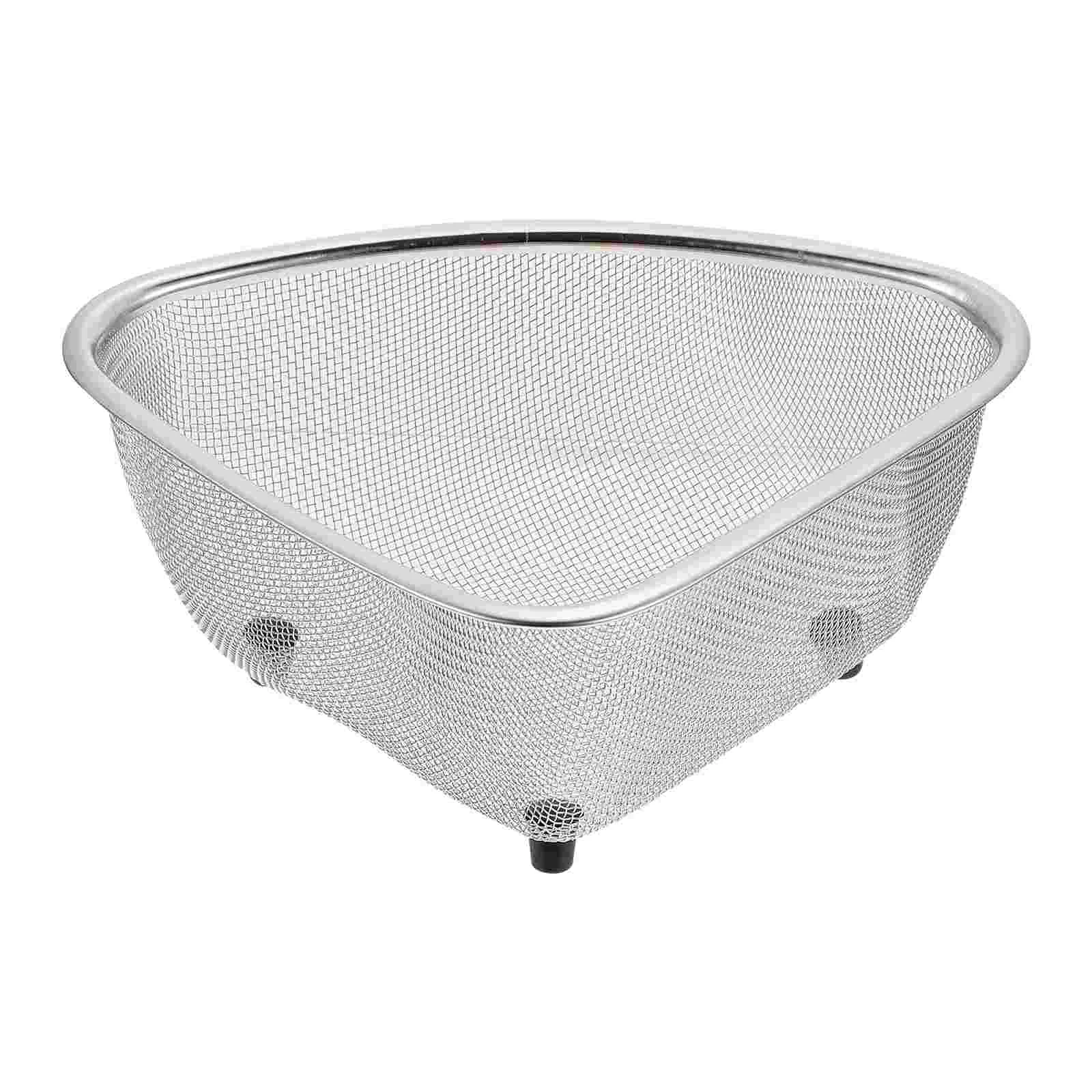 

Drain Basket Mesh Strainer Sink Colander Holder Corner Rack Sponge Drainer Stainless Steel Kitchen Sponger Draining