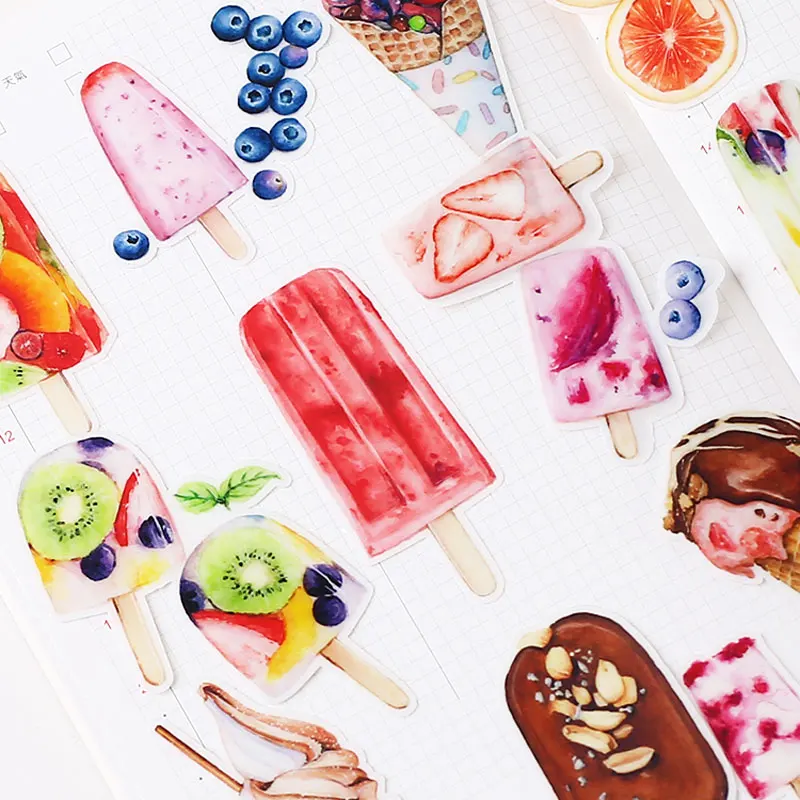 20 Pcs/Pack Food Ice Cream Stickers Kawaii Scrapbooking Stickers DIY Decoration Journal Diary Craft Decorative Stationery