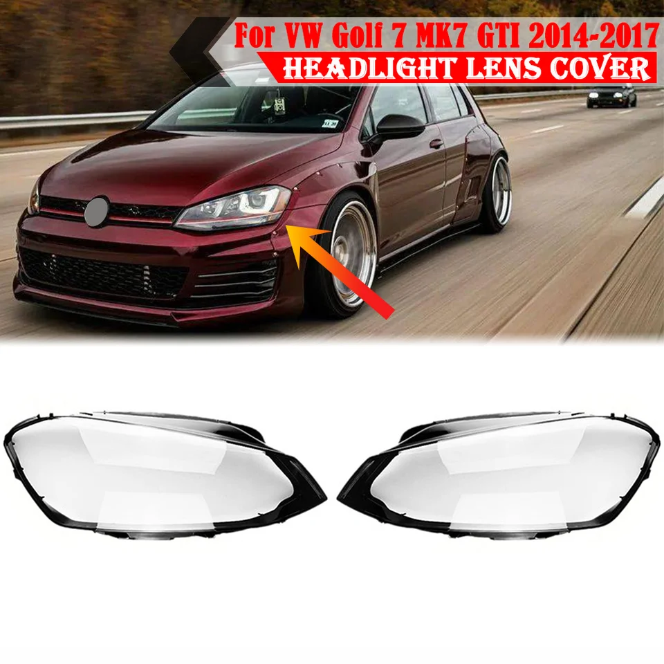 For Golf 7 Mk7 2014 2015 2016 2017 Car Headlight Cover Clear Lens Headlamp  Lampshade Shell (left Si