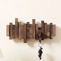 Wooden Clothing Hangers Wall Coat Rack Holder with Hooks Foldable Clothes Coat Hat Shelves Living Room Space Saving Furniture