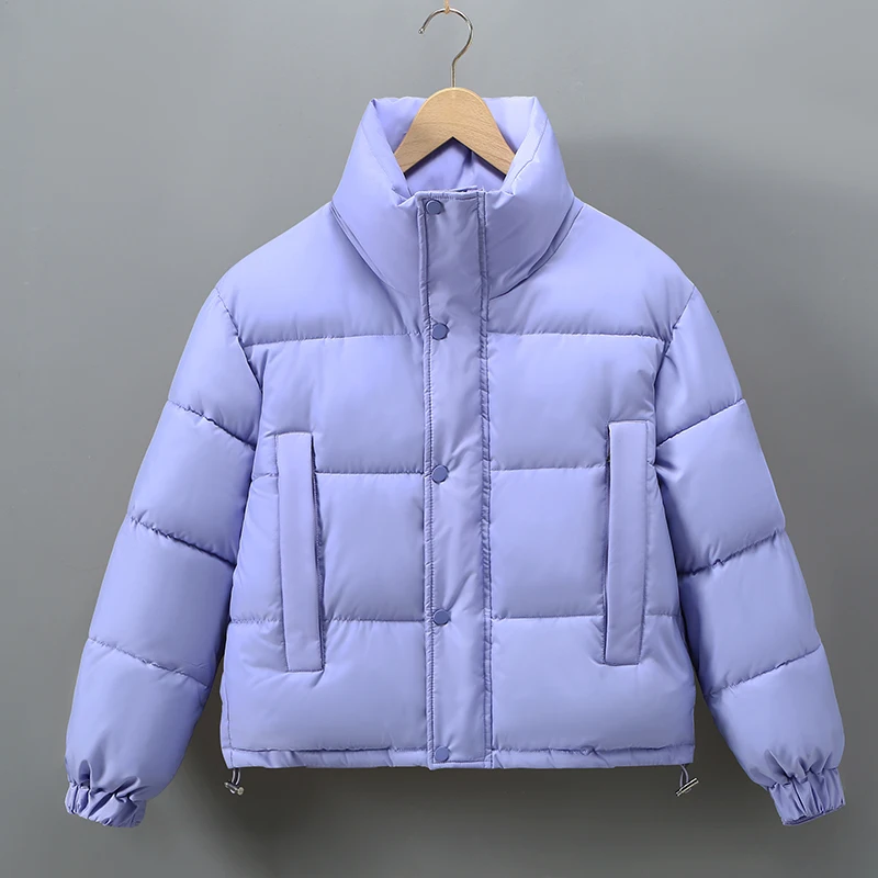 Fur Collar Cotton Clothes Women's Winter Coat Ladies Cotton-padded Jacket Loose Shiny Bread Coat Long-sleeved Top
