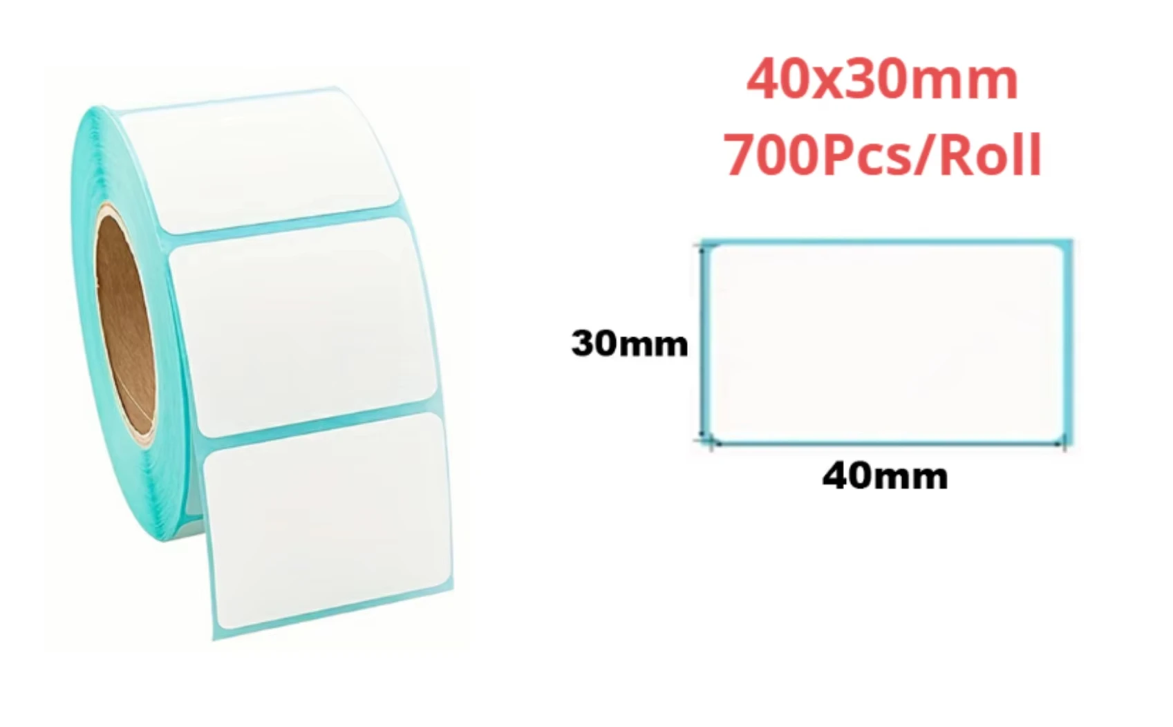 700Pcs W40xH30mm 흰색 항아리 라벨 감열지 롤 배송 스티커 카본 밴드 없음 바코드 등