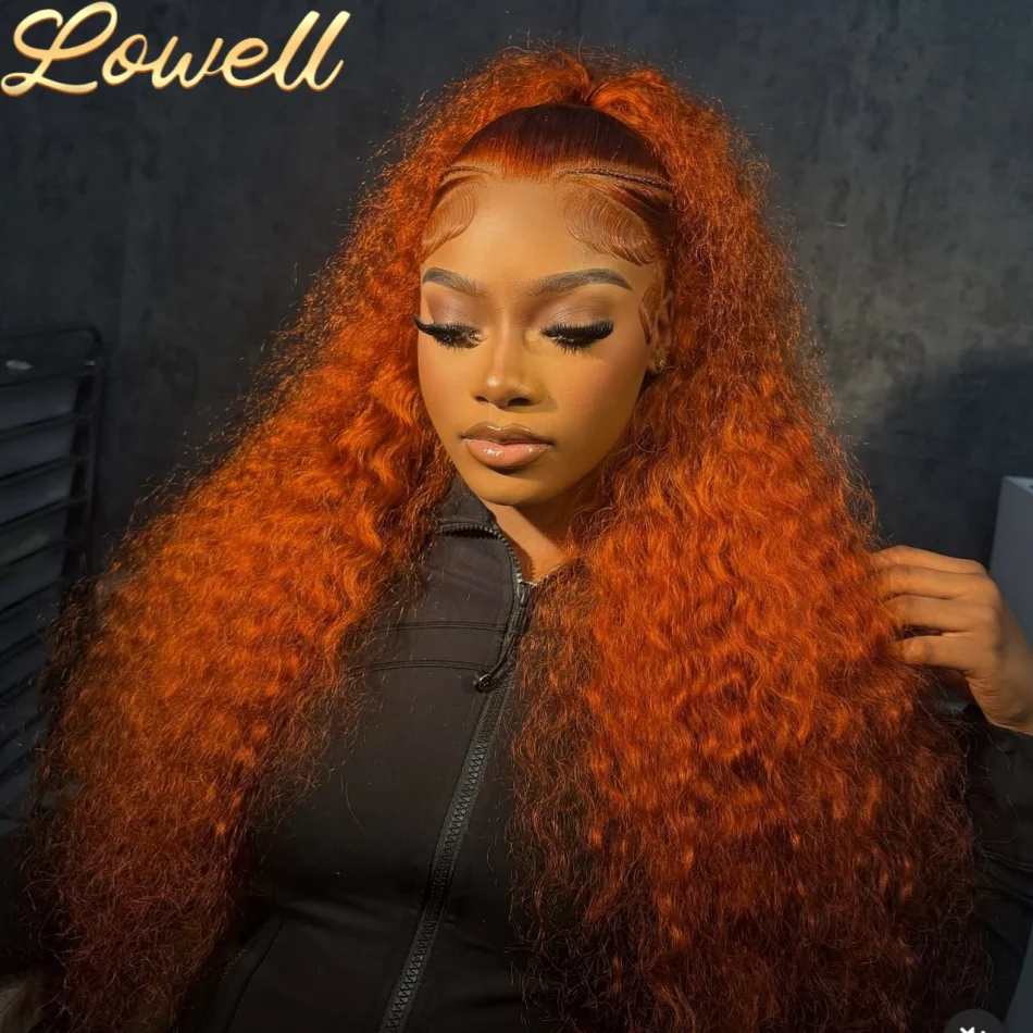 30Inch Orange Ginger Water Wave Lace Front Wigs 13x4 13x6 #350 Colored Wigs Bra…