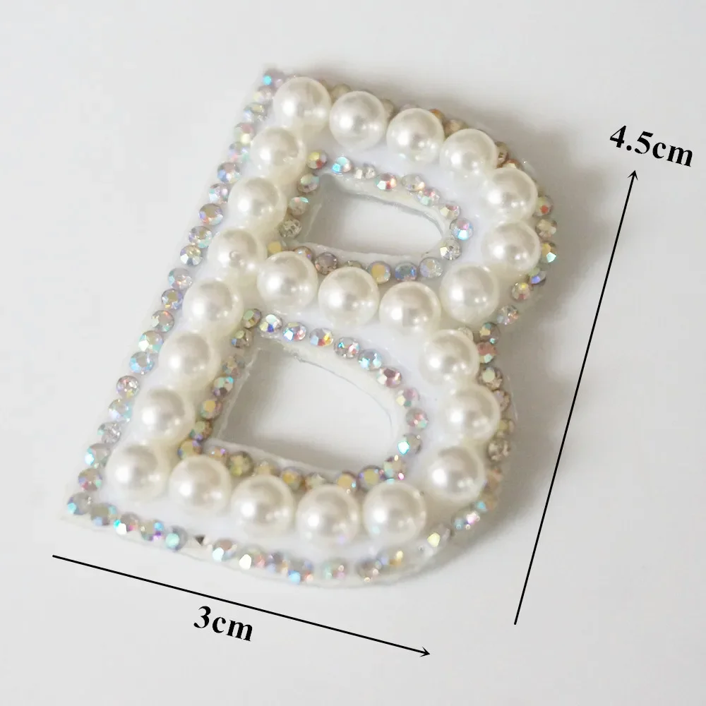 Rhinestone Iron-On Patches A-Z - Sparkly Letters With Pearls For Clothing, Bags & DIY Decoration - View #11