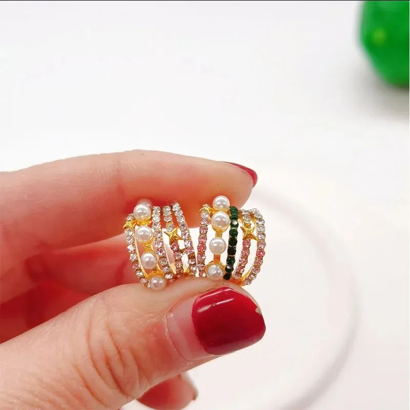 New Fashion Double Layer Pearl Clip Earrings for Women Girls Luxury Zircon Ear Cuff Clip Without Pierced Ear Cuff Jewerly