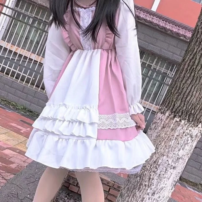 Japanese Sweet Lolita Princess Dress Vintage Cute Girl Gothic Lace Ruffles Y2k Party Dresses Harajuku Fashion Cosplay Costumes
