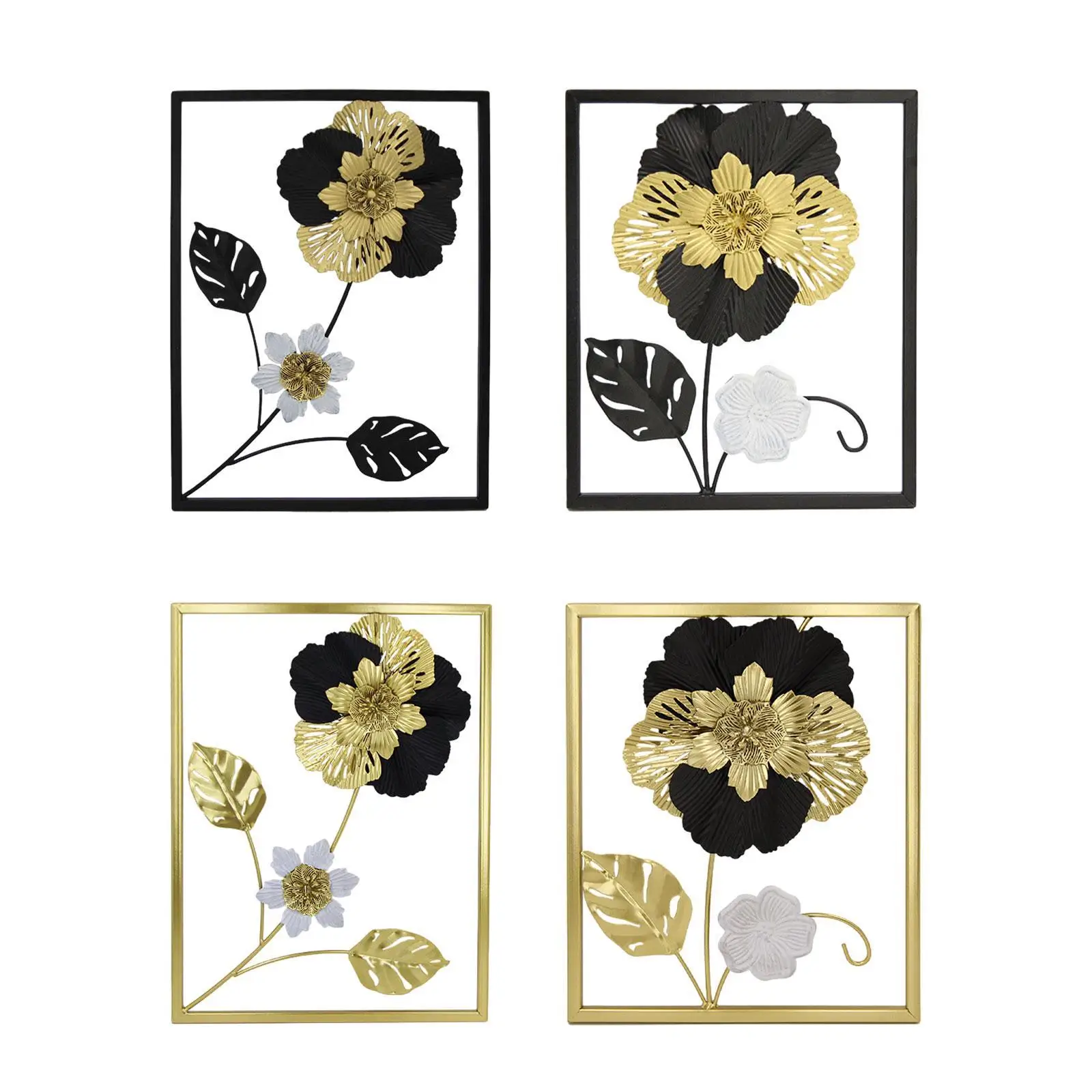 Golden Floral Wall Art Hotel Office Wedding Decoration Patio Bedroom Hallway Minimalist Line Garden Modern Wall Hanging Decor