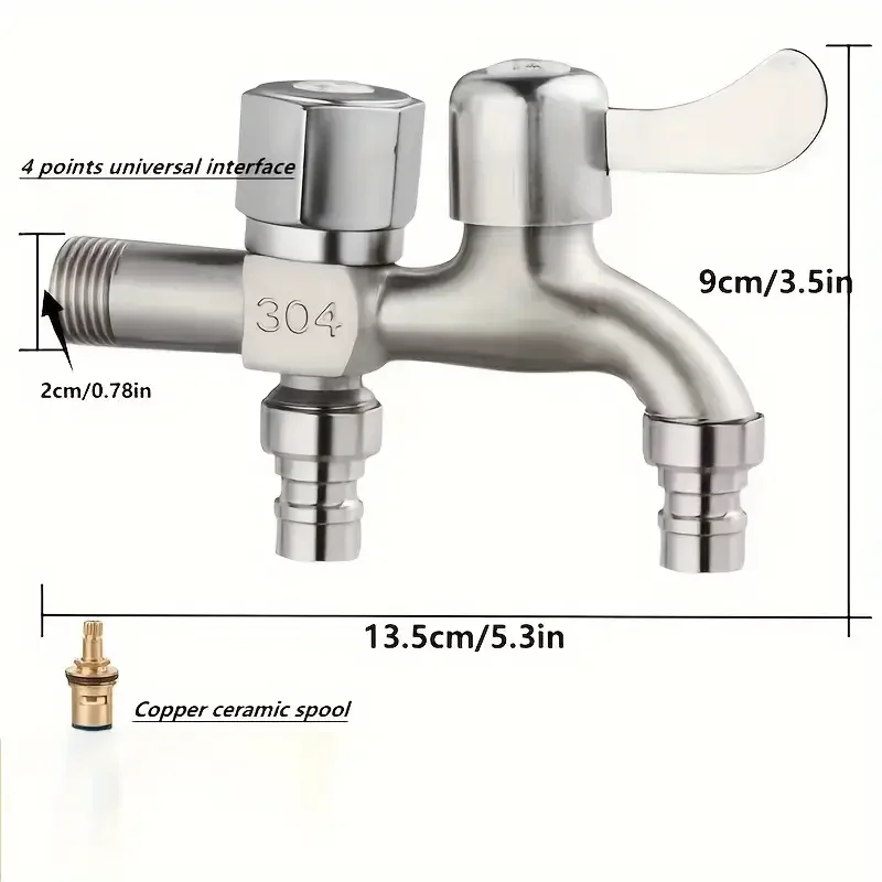 Pool Faucet 1Pc One-in-two-out Mop Pool Faucet Dual-water Dual-water Tap Expansion Faucet for Washing Machine Outdoor Garden Bibcock