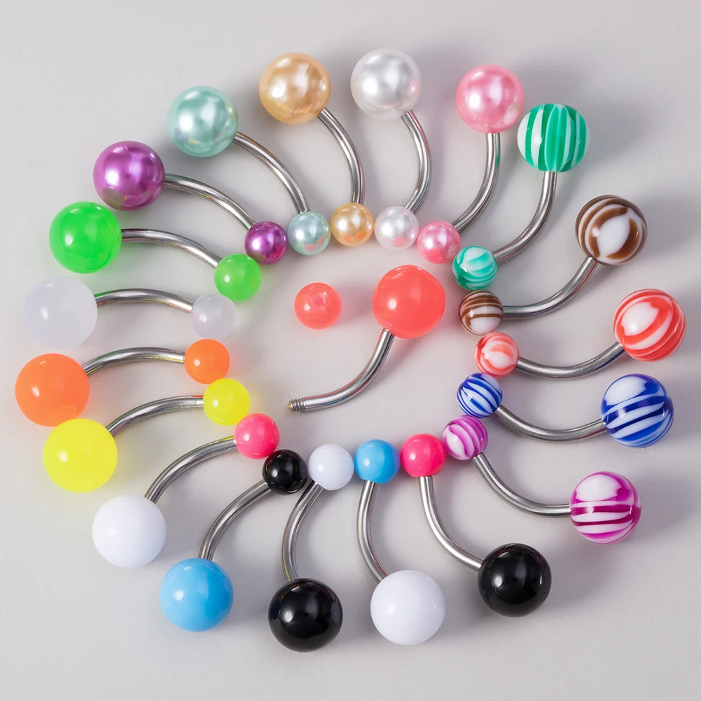 5PCSAcrylic14GNavelPiercingBellyButtonRingWomenGirlsSexy