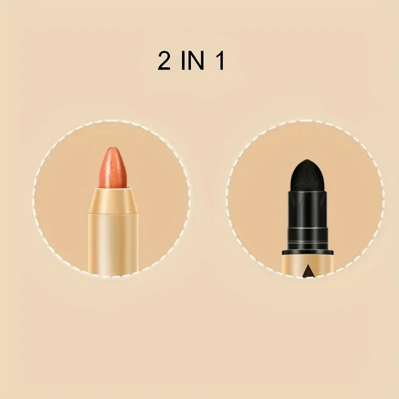 Metallic Double-head Eyeshadow Stick Diamond Shimmer Highlighter Pencil Ultra Pigmented Long Lasting Cream Eye Shadow Sponge Pen 2
