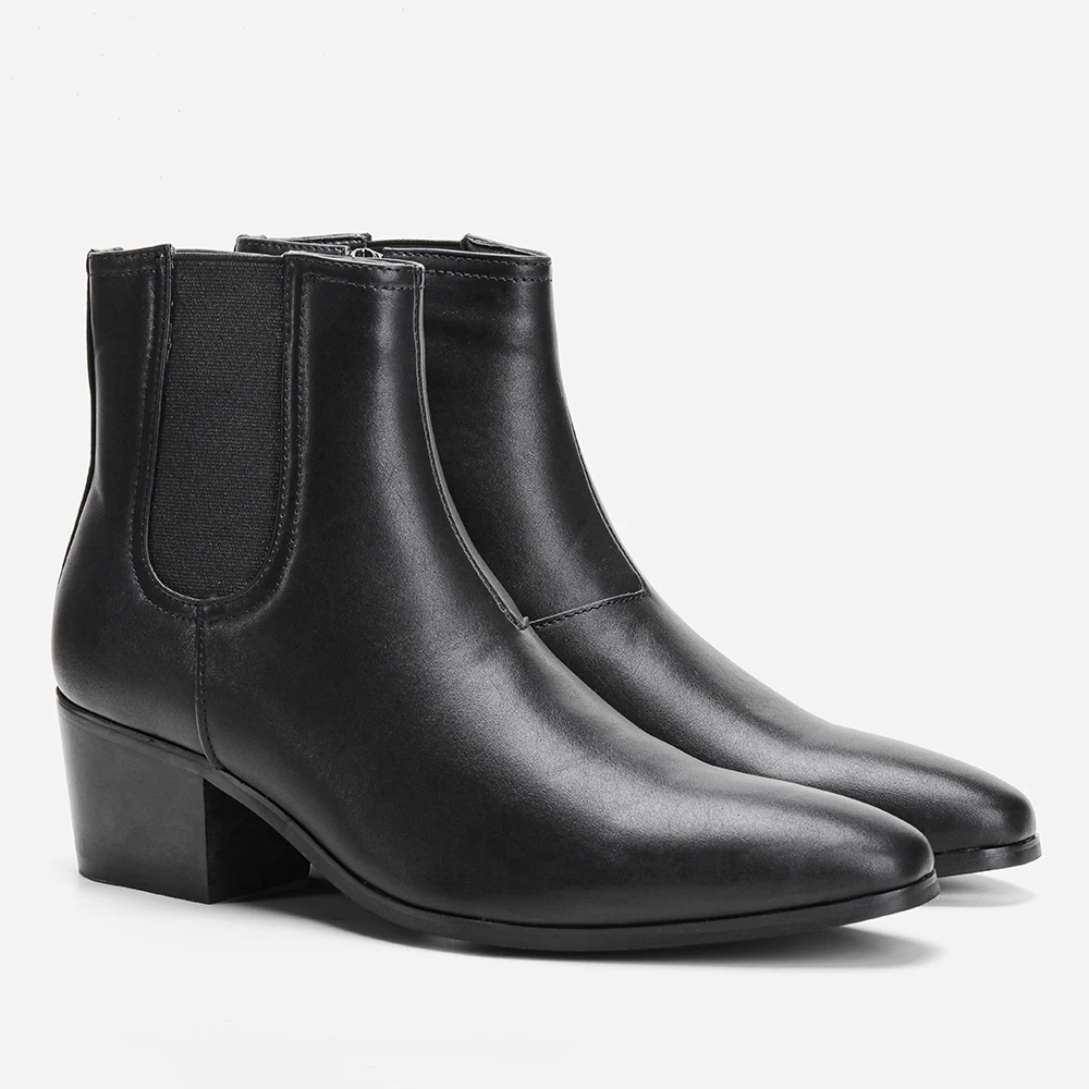 Men High Heels Boots Leather ankle boots Party/Wedding Boots For Men training boots