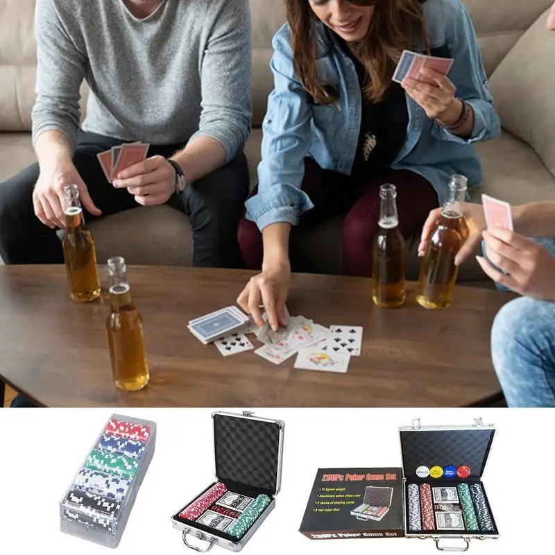 Poker Chips Set Professional Poker Sets Counting Counters Chips Set Aluminum Case Game Nights poker chips