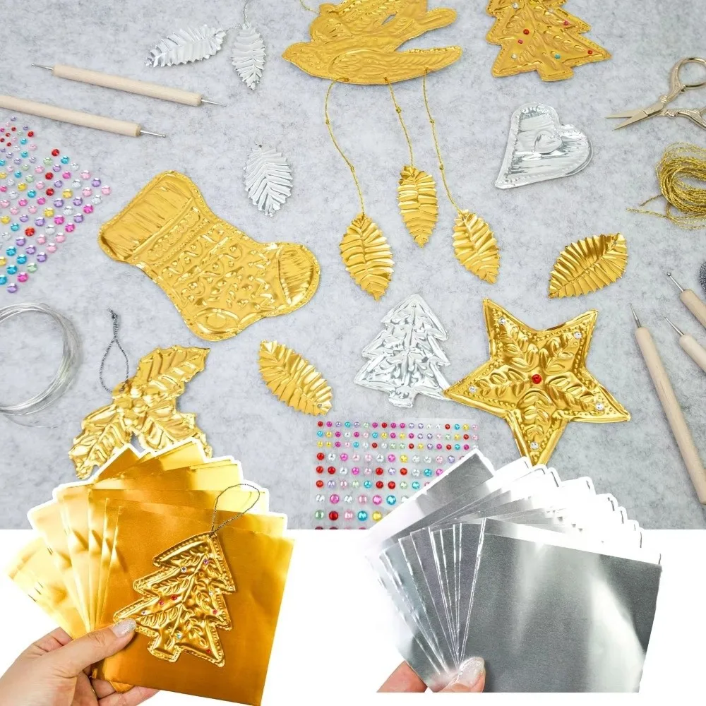 70 마이크론 두께의 조각용 드로잉 용지 20*30cm 금박 알루미늄 호일 아트 용지 수제 DIY 호일 용지 크리스마스 장식품