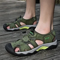 Sandales d'été classiques en cuir véritable pour hommes, chaussures de randonnée en plein air, légères, respirantes, antidérapantes, 38-48 5