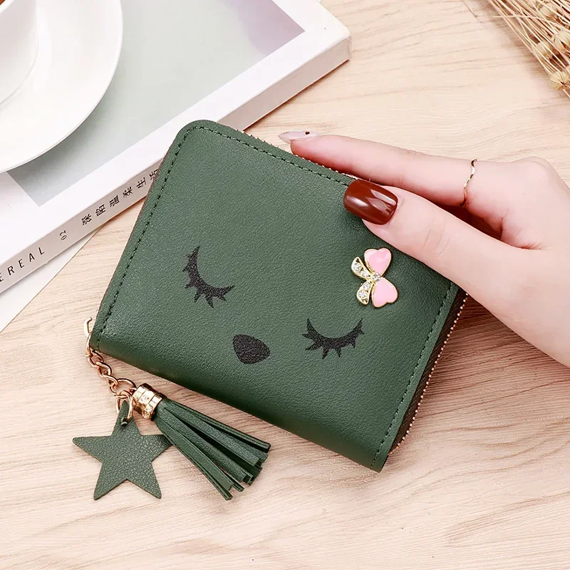 Pu Leather Card Bag Cute Wallet Women Student Zipper Coin Purse Children's Coin Pouch Credit Card Holder Id Holder Card Case