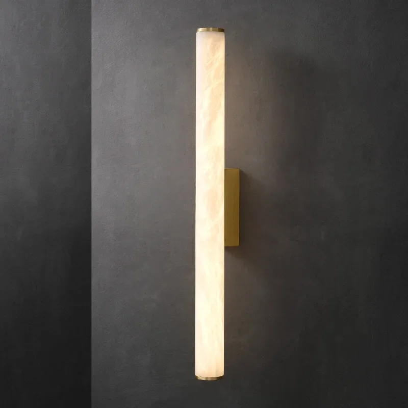 Long Strip Minimalist All Copper Marble Wall Lamp Modern Light Luxury Living Room Grand TV Background Wall Hallway Bedroom Lamp