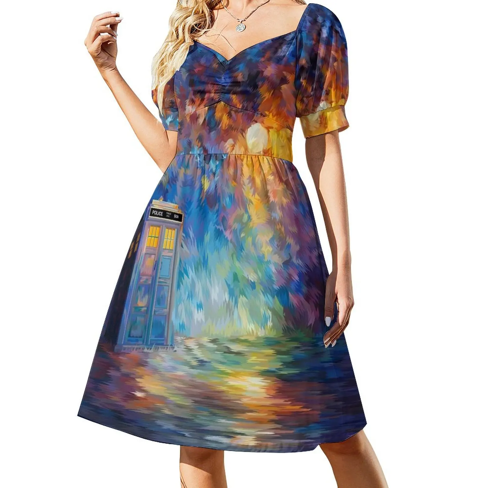thumbnail image 1 of Vestido morado de manga corta con luz de luna y caja de Ph.D., vestido elegante de fiesta de noche y lujo para celebridades., 1 of 7