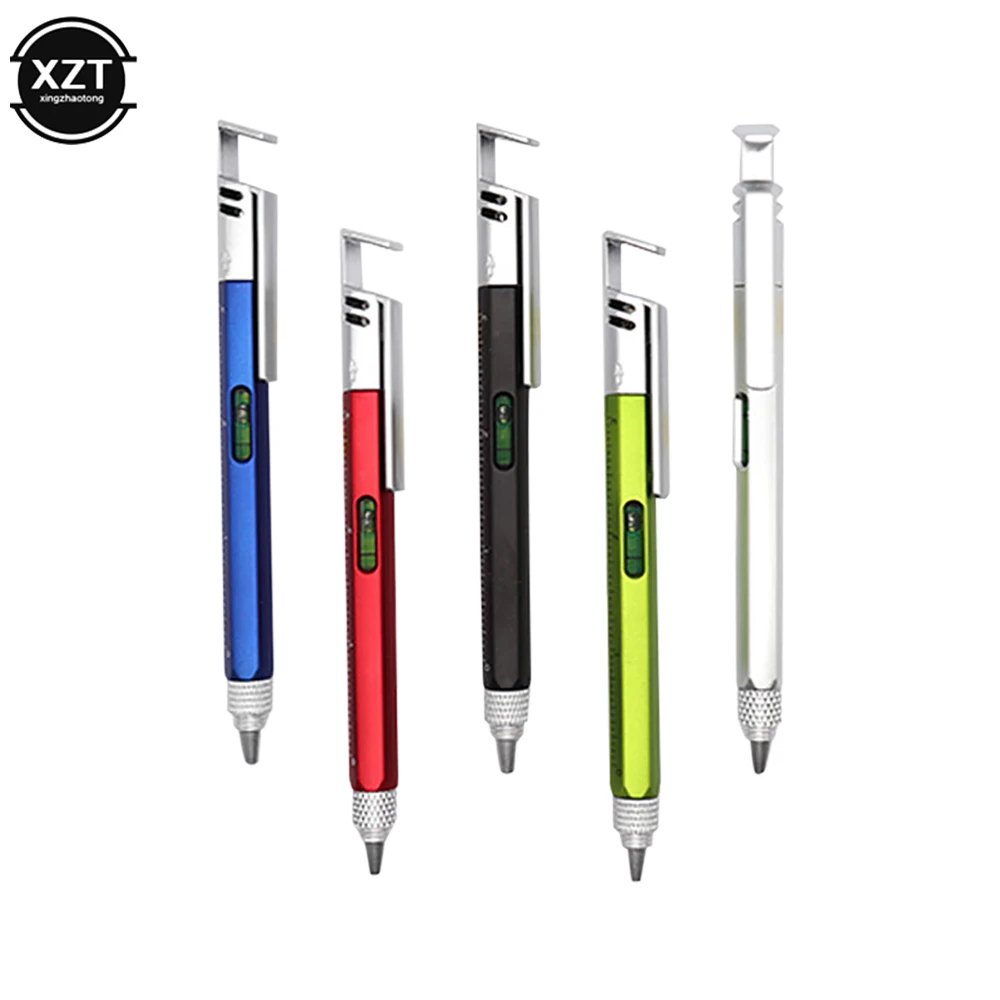 

7 in1 Multifunction Ballpoint Pen Handheld Tool Measure Technical Ruler Screwdriver Phone Holder Spirit Level for School Office