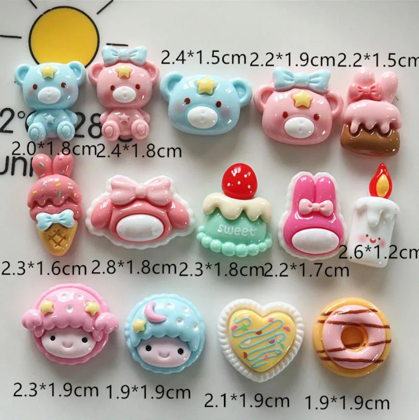 

100 Kawaii мультфильм печенье животное торт свеча с плоским основанием Кабошон Скрапбукинг для волос лук украшение кукольный дом аксессуары