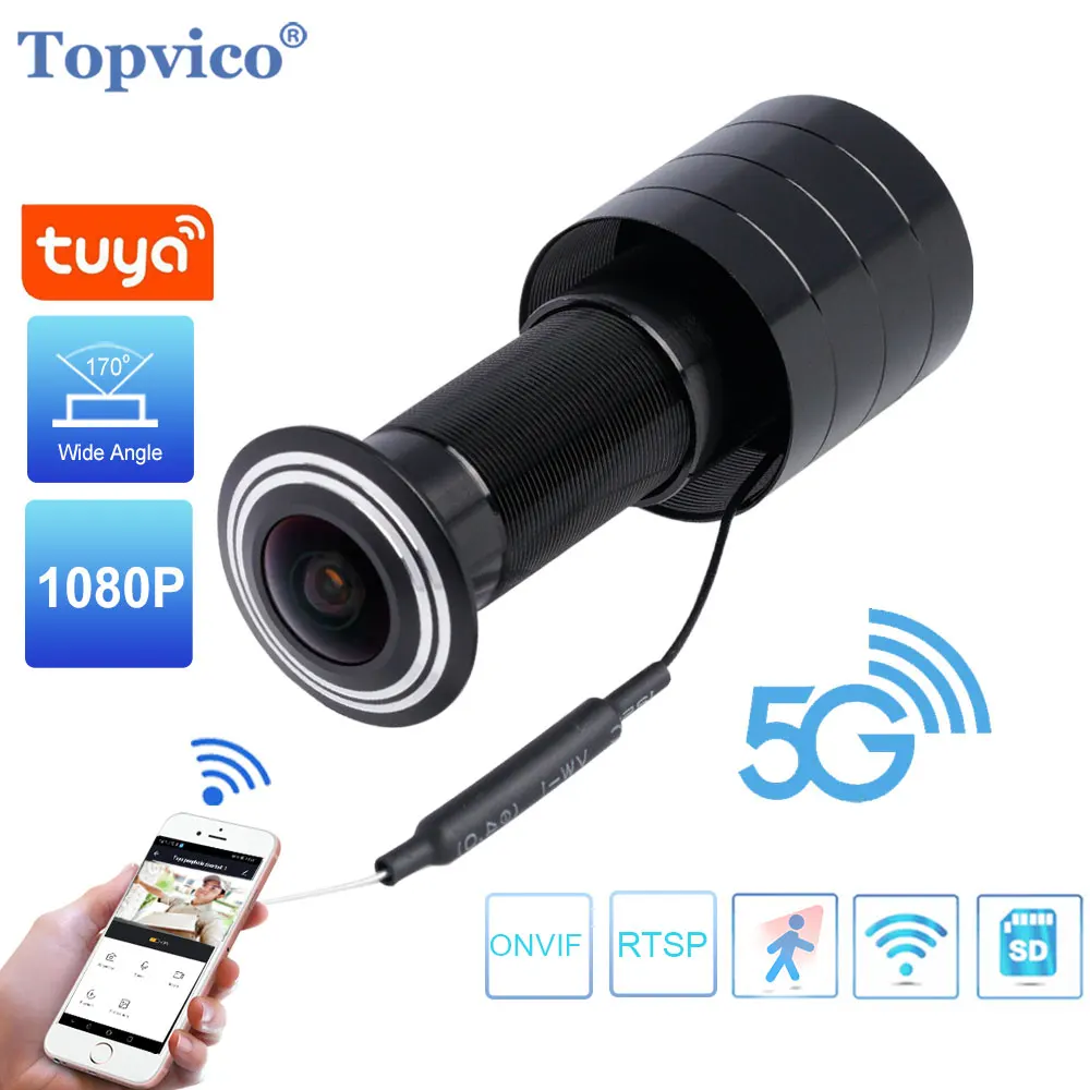 Topvico5G24GTuyaVideoPeepholeWifiCameraMiniMotionDetection