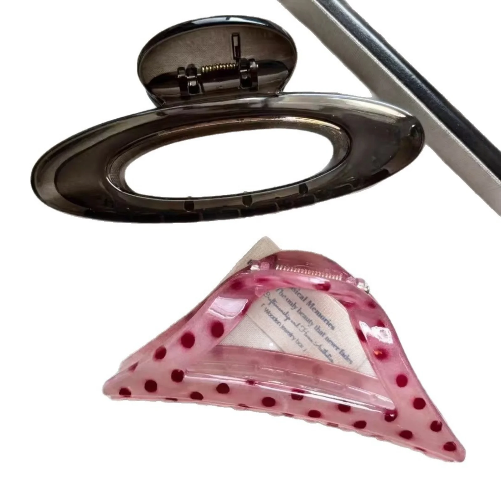 1 Pc Fashion Hair Claw Set: Triangle Polka Dot & Oval Shaped Clips, Stylish Acrylic Hair Accessories for Women