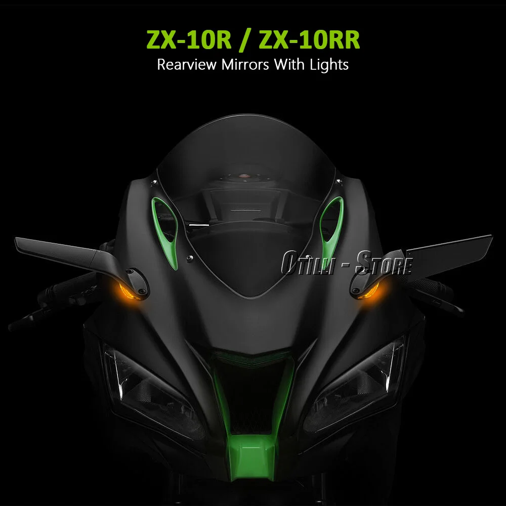 Rear Mirror With Turn Signal For Kawasaki Ninja 1000 ZX-10R ZX