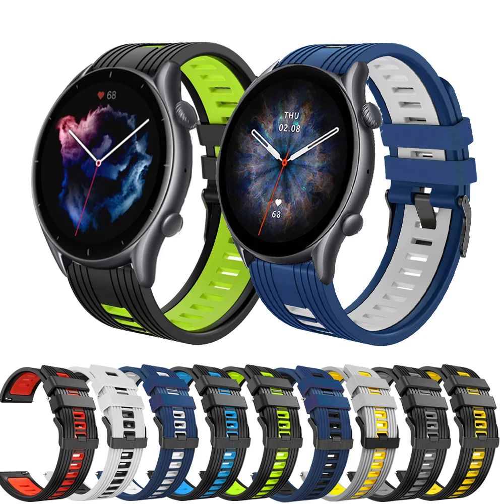 

Ремешок силиконовый для Amazfit GTR 3 Pro, спортивный браслет для часов Amazfit GTR 3 2 2E 47 мм/Pace Stratos 2S 3, 22 мм