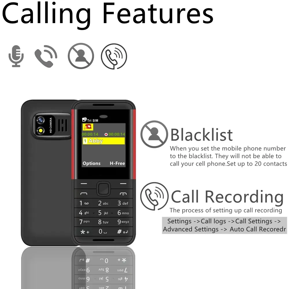 Triple Sim Mini Mobile Phone 1.3 Tiny Screen Bluetooth dial Magic voice  Phone
