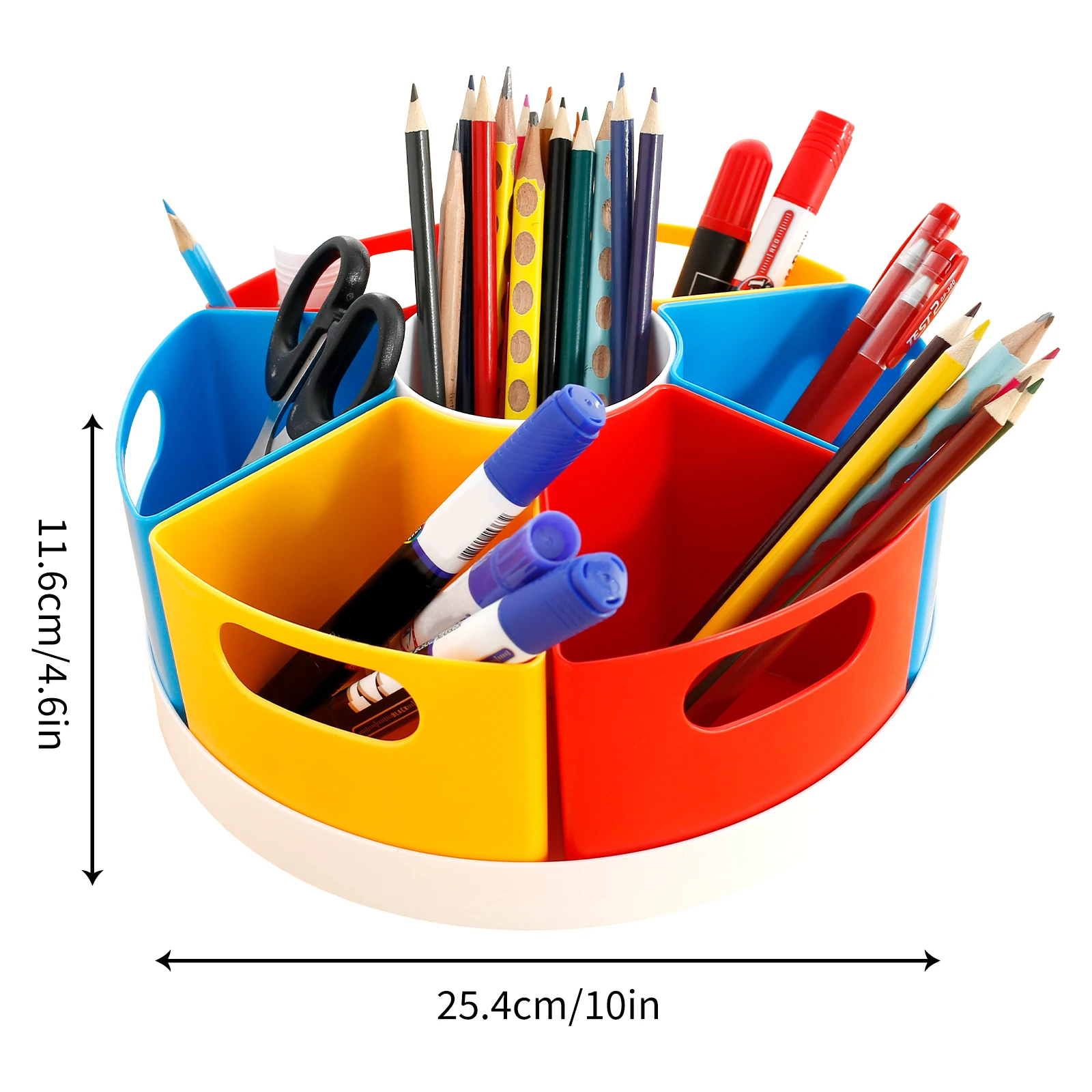 10/12inch 360&deg; Rotatable Art Supply Organizer Creative Pen Crayon Storage Portable Rotating Caddy Marker Desk