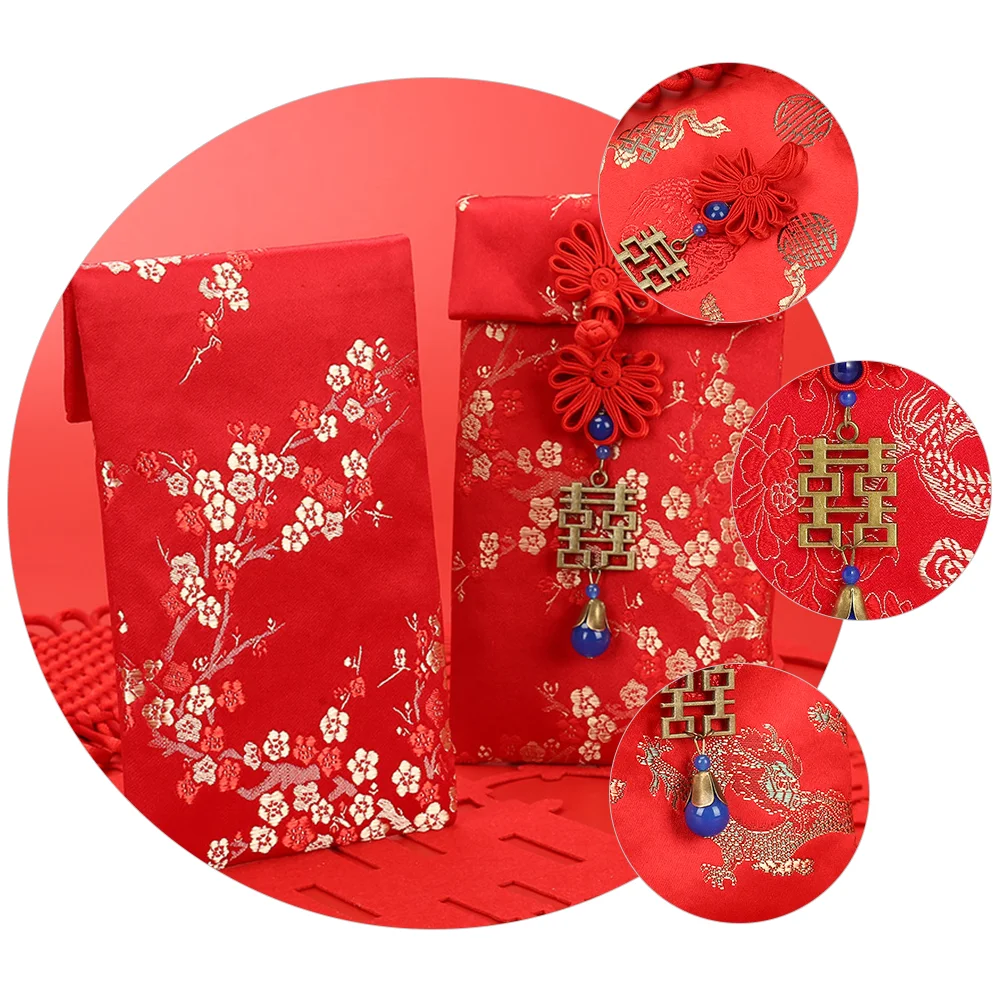 

3 Pcs Embroidered New Year Envelope Money Bags Purse Festival Envelopes Cloth Wedding Pocket Chinese Style Packets