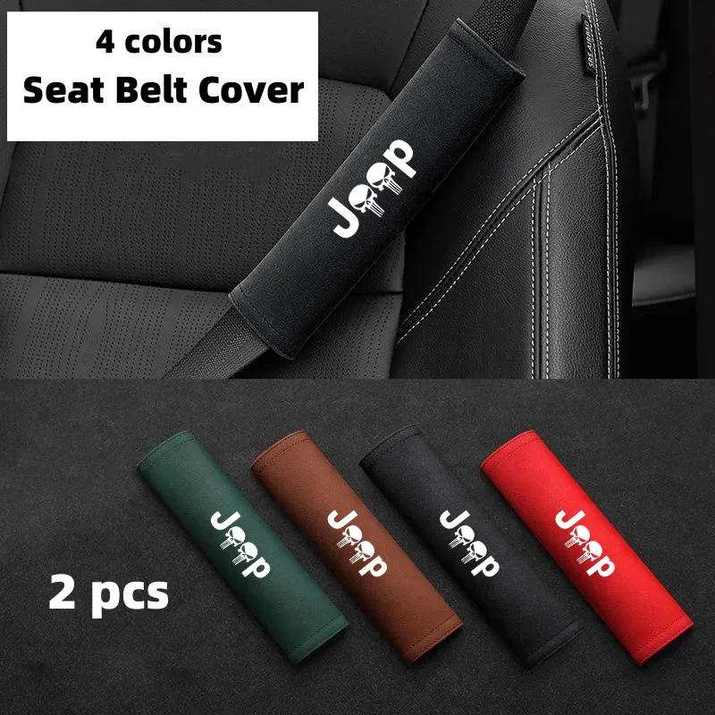 ForJeepLogo2pcsCarSeatBeltCoverSuedeSoftShoulderProtection