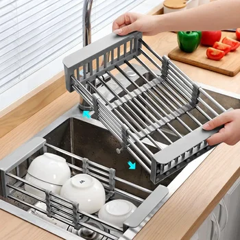 Stainless Steel Sink Drain Rack – Fruit, Vegetable & Dish Drainer Basket 1