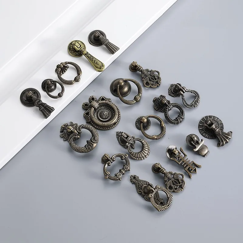 Furniture Handles Vintage Alloy Drawer Single Hole Handles Chinese Style
