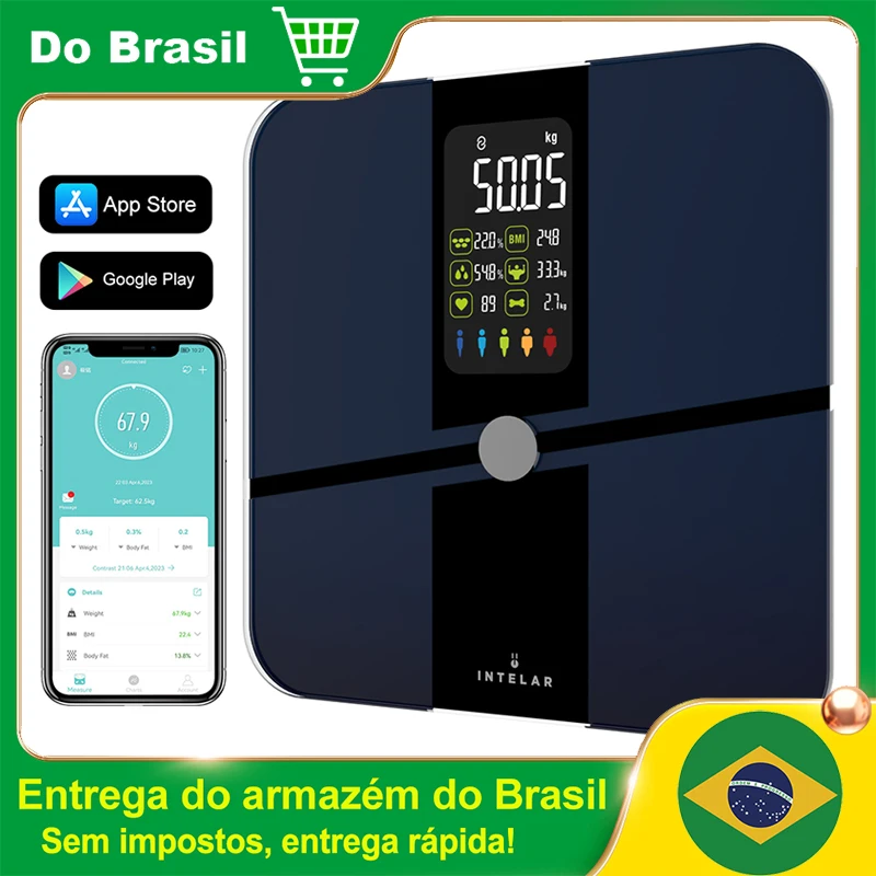 Balanças inteligentes de peso de gordura corporal Balança de bioimpedância Analisador de composição de equilíbrio digital Balança de banheiro Bluetooth WIFI 180KG