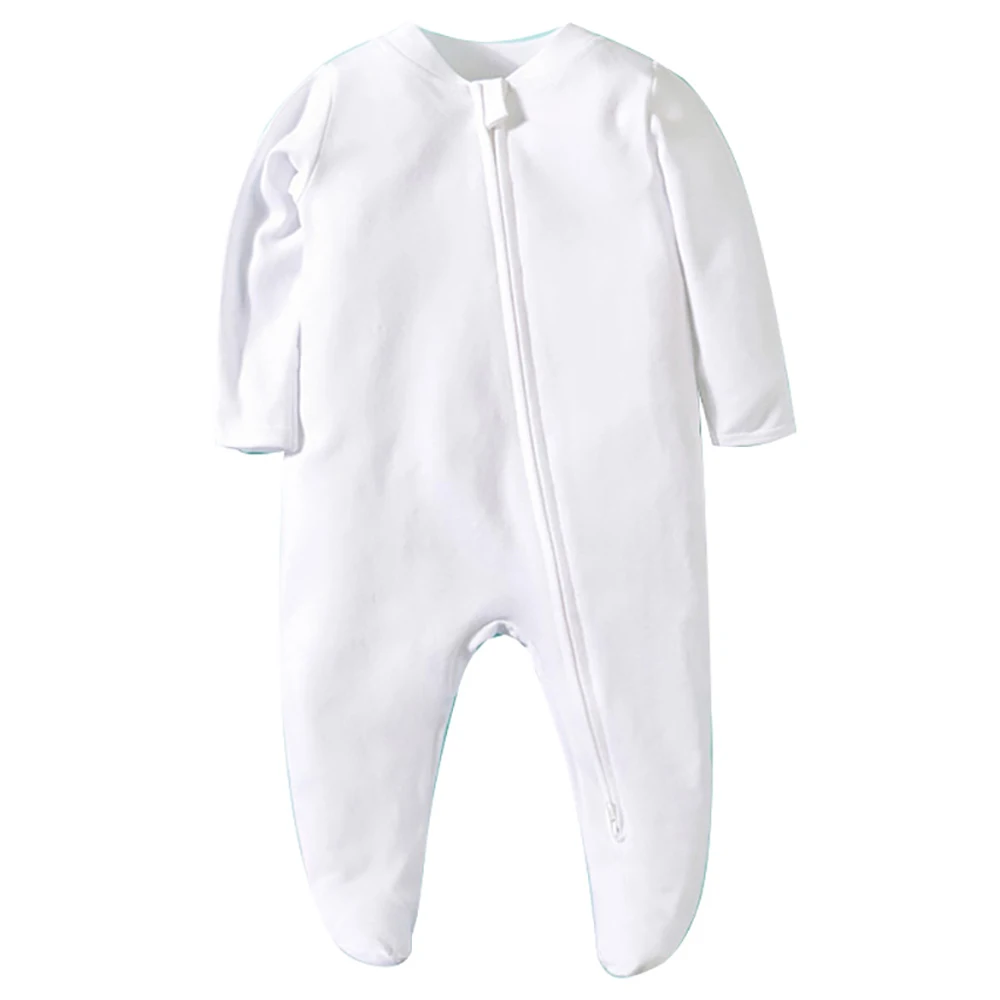 NewbornFootedPajamasZipperGirlandBoyRomperLongSleeveJumpsuit
