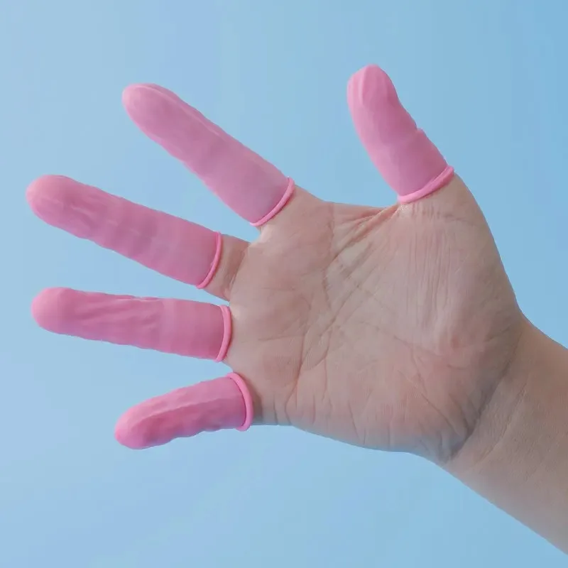 20/50Pcs Disposable Finger Cover Natural Rubber Gloves Non-slip Latex Finger Cots Fingertips Protector Gloves Nail Tool